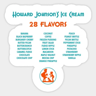 Howard Johnson's Ice Cream.  28 Flavors. Sticker